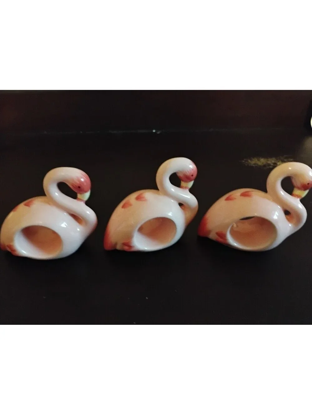 Vintage Target Home Pink Flamingo Ceramic Napkin Rings Set of 3 Table Decor